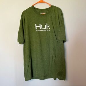 Huk Fishing Green Short Sleeve Tee with Bold Logo